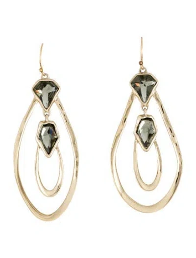 Pre-owned Alexis Bittar Crystal Orbiting Wire Drop Earrings In Gray