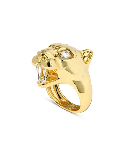Alexis Bittar Crystal Panther Visage Ring In Gold