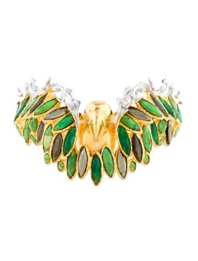 Pre-owned Alexis Bittar Crystal Parrot Cuff Bracelet, 6.75" In Multi