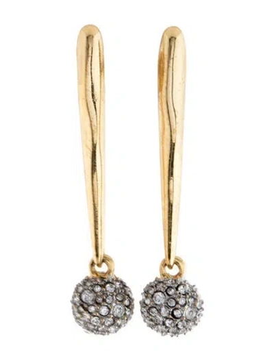 Pre-owned Alexis Bittar Crystal Pave Linear Molten Dot Drop Earrings In Multicolor