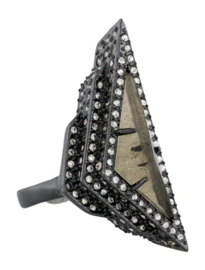 Pre-owned Alexis Bittar Crystal Pyramid Cocktail Ring In Multi