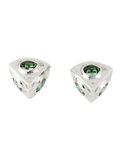 Pre-owned Alexis Bittar Crystal Pyramid Relic Clip-on Earrings In Multi