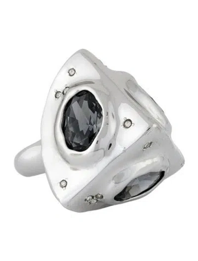 Pre-owned Alexis Bittar Crystal Pyramid Relic Cocktail Ring In Multi