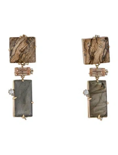 Pre-owned Alexis Bittar Crystal Rocky Clip-on Drop Earrings In Multi