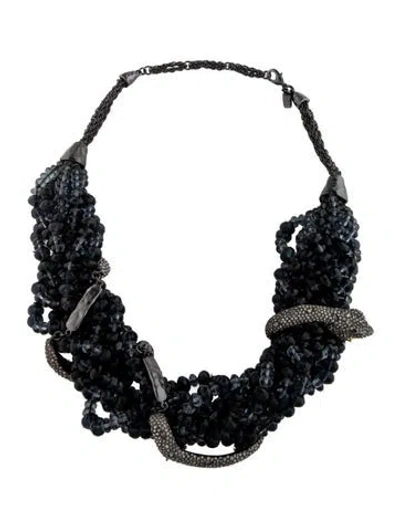 Pre-owned Alexis Bittar Crystal Serpent Torsade Collar Necklace, 22.25" In Black/clear