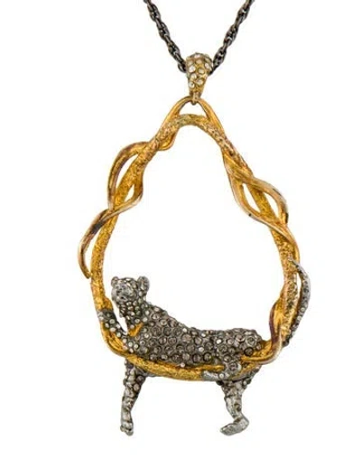 Pre-owned Alexis Bittar Crystal Siyabona Panther Pendant Necklace, 24" In Multi