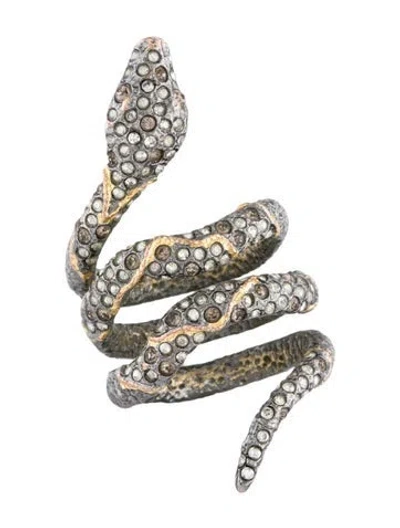Pre-owned Alexis Bittar Crystal Snake Layered Band Ring In Multi