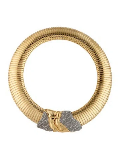 Pre-owned Alexis Bittar Crystal Solanales Tubogas Collar Necklace, 19.5" In Multicolor