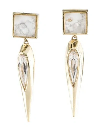 Pre-owned Alexis Bittar Crystal Spear Drop Earrings In Gray