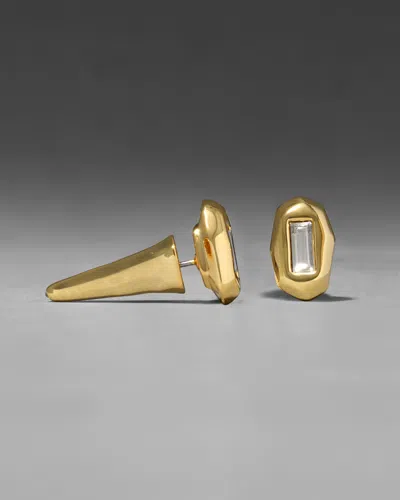 Alexis Bittar Crystal Spear Front Back Stud Earrings In Gold