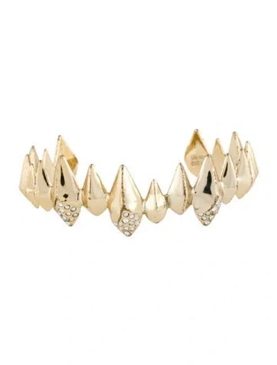Pre-owned Alexis Bittar Crystal Spike Cuff Bracelet, 6" In Transparent