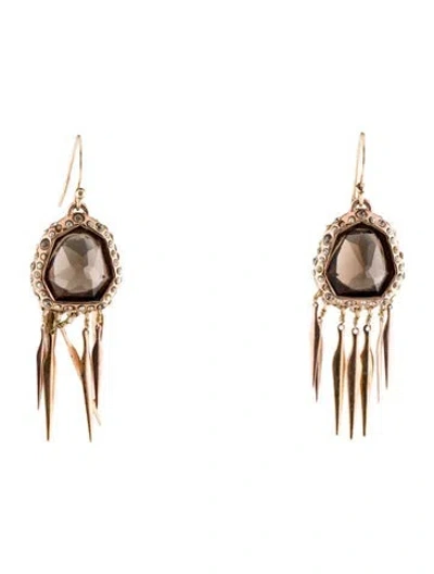 Pre-owned Alexis Bittar Crystal Spike Drop Earrings In Brown