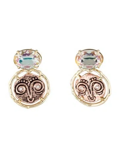 Pre-owned Alexis Bittar Crystal Spinning Antique Coin Drop Earrings In Multi