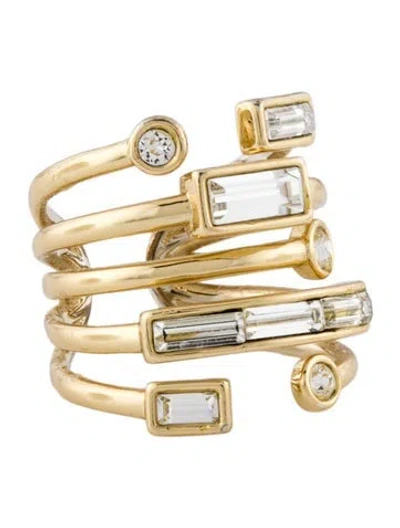 Pre-owned Alexis Bittar Crystal Stacked Open Band Ring In Multi