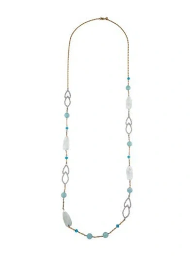 Pre-owned Alexis Bittar Crystal Station Necklace, 42" In Multi