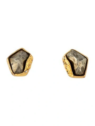 Pre-owned Alexis Bittar Crystal Stud Earrings In Grey