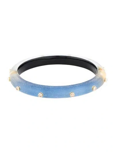 Pre-owned Alexis Bittar Crystal Studded Lucite Hinge Bangle Bracelet, 7.5" In Blue