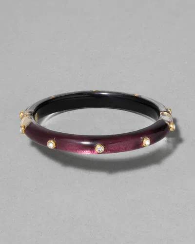 Alexis Bittar Crystal Studded Lucite Hinge Bracelet- In Brown