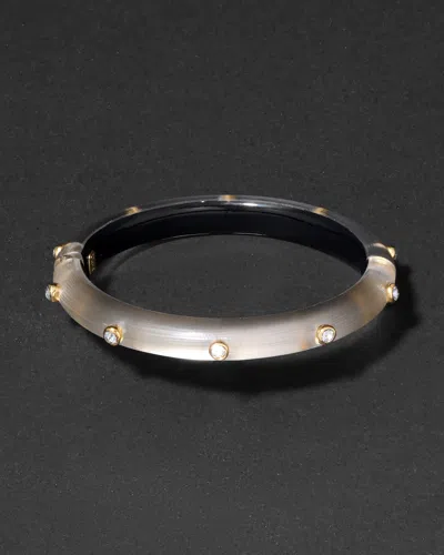 Alexis Bittar Crystal Studded Lucite Hinge Bracelet- In Brown