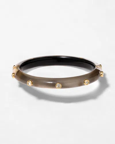 Alexis Bittar Crystal Studded Lucite Hinge Bracelet- In Dune