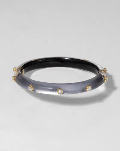 Alexis Bittar Crystal Studded Lucite Hinge Bracelet- In Black