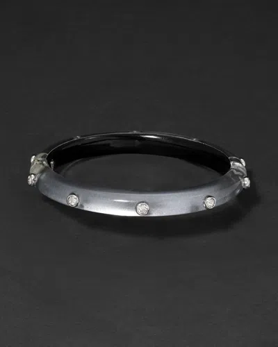 Alexis Bittar Crystal Studded Lucite Hinge Bracelet- Mercury In Metallic