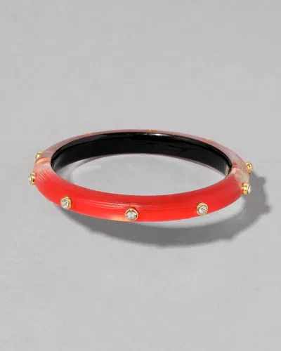Alexis Bittar Crystal Studded Lucite Hinge Bracelet- In Orange