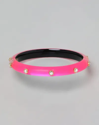 Alexis Bittar Crystal Studded Lucite Hinge Bracelet In Pink