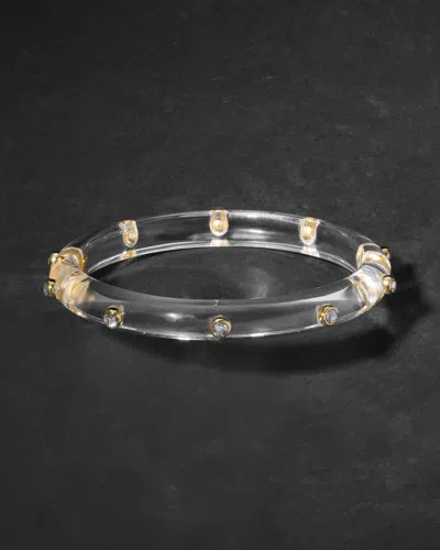 Alexis Bittar Crystal Studded Lucite Hinge Bracelet- In Transparent