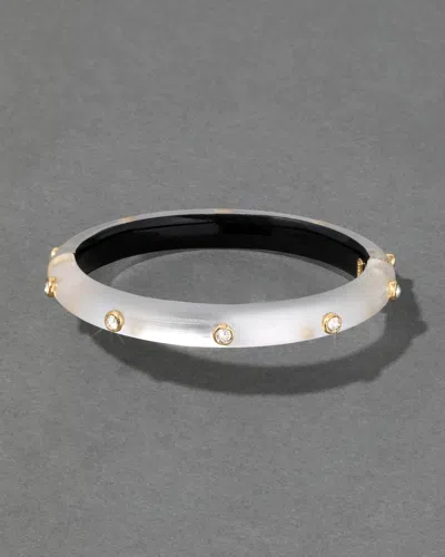 Alexis Bittar Crystal Studded Lucite Hinge Bracelet In White