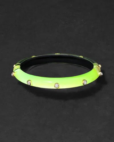 Alexis Bittar Crystal Studded Lucite Hinge Bracelet- In Green
