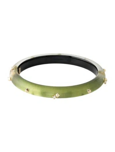 Pre-owned Alexis Bittar Crystal Studded Lucite Hinged Bangle, 7.5"