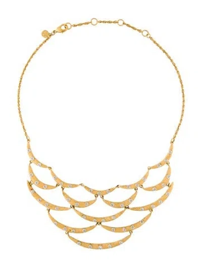 Pre-owned Alexis Bittar Crystal Studded Scalloped Bib Collar Necklace, 19.5" In Multicolor