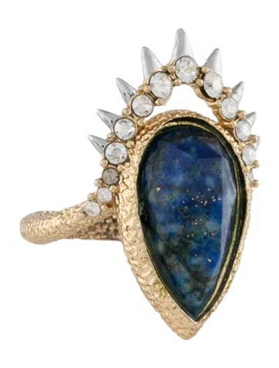 Pre-owned Alexis Bittar Crystal Studded Spur Framed Cocktail Ring In Multi
