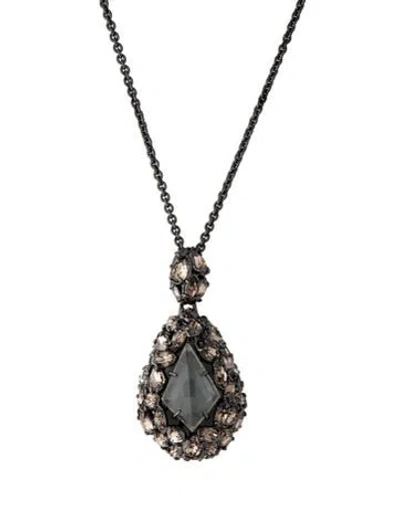 Pre-owned Alexis Bittar Crystal Teardrop Pendant Necklace, 18.75" In Yellow