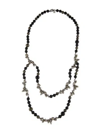 Pre-owned Alexis Bittar Crystal Two Strand Beaded Necklace, 19.25" In Black