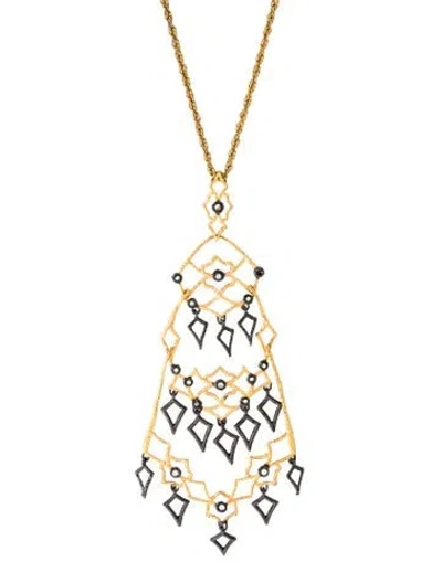 Pre-owned Alexis Bittar Crystal Two -tone Pendant Necklace, 31.5" In Multicolor