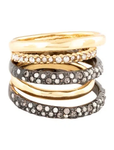 Pre-owned Alexis Bittar Crystal Two-tone Band Ring In Multicolor