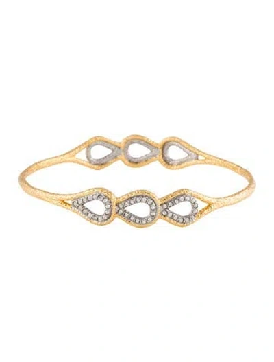 Pre-owned Alexis Bittar Crystal Two-tone Bangle Bracelet, 7.75" In Multi