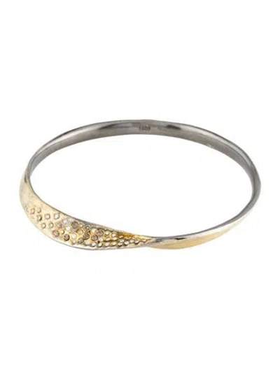 Pre-owned Alexis Bittar Crystal Two-tone Bangle Bracelet, 7.75" In Multi