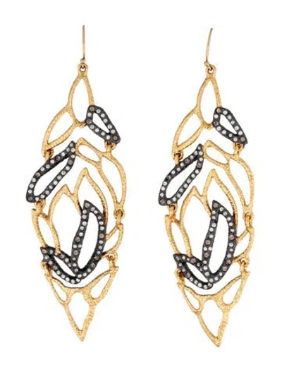 Pre-owned Alexis Bittar Crystal Two-tone Crystal Drop Earrings In Multicolor