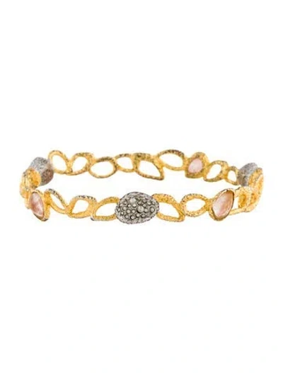 Pre-owned Alexis Bittar Crystal Two-tone Station Bangle, 8", 8" In Multi