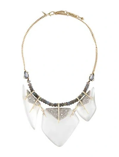 Pre-owned Alexis Bittar Crystal-encrusted Abstract Petal Bib Necklace, 18.75" In Multi