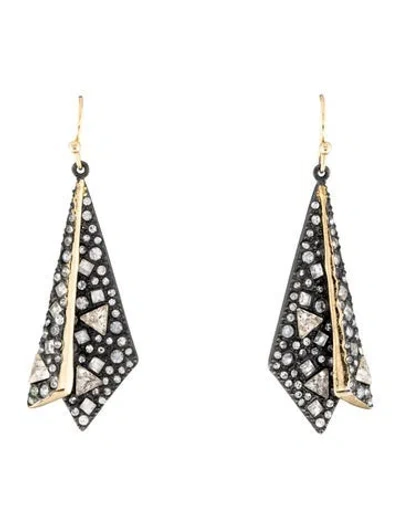 Pre-owned Alexis Bittar Crystal-encrusted Layered Origami Drop Earrings In Clear