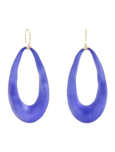 Pre-owned Alexis Bittar Cubic Zirconia & Lucite Link Wire Drop Earrings In Black/purple