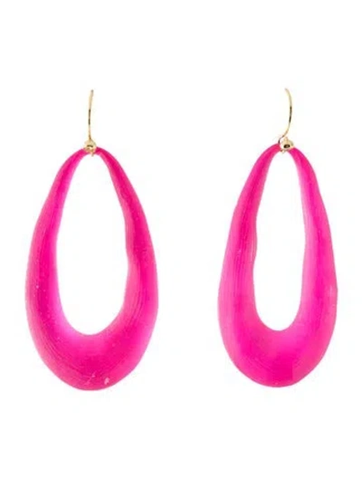 Pre-owned Alexis Bittar Cubic Zirconia & Lucite Link Wire Drop Earrings In Pink