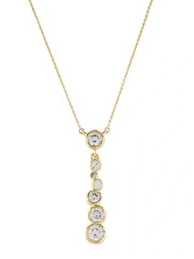 Pre-owned Alexis Bittar Cubic Zirconia Asterales Bubble Pendant Necklace, 18" In Transparent