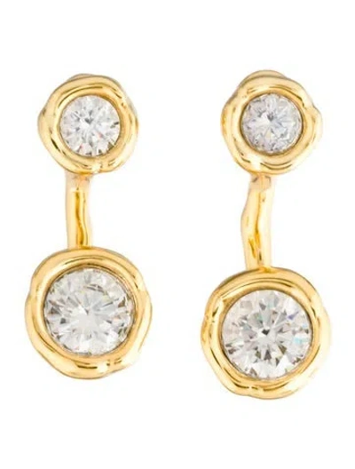 Pre-owned Alexis Bittar Cubic Zirconia Asterales Gold Molten Stud Earrings In Multicolor