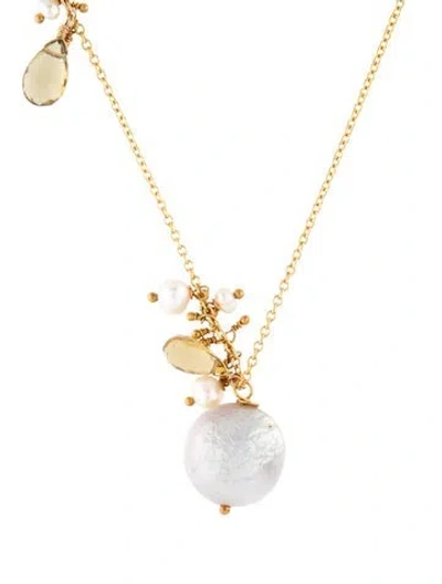 Pre-owned Alexis Bittar Cultured Pearl Pendant Necklace, 14.5" In Multicolor