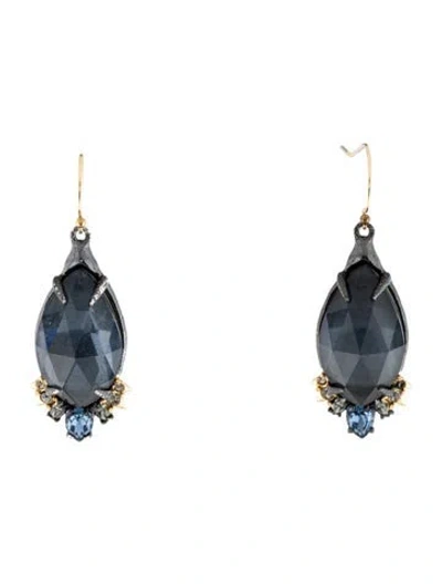 Pre-owned Alexis Bittar Dark Alchemy Crystal Encrusted Drop Earrings In Blue
